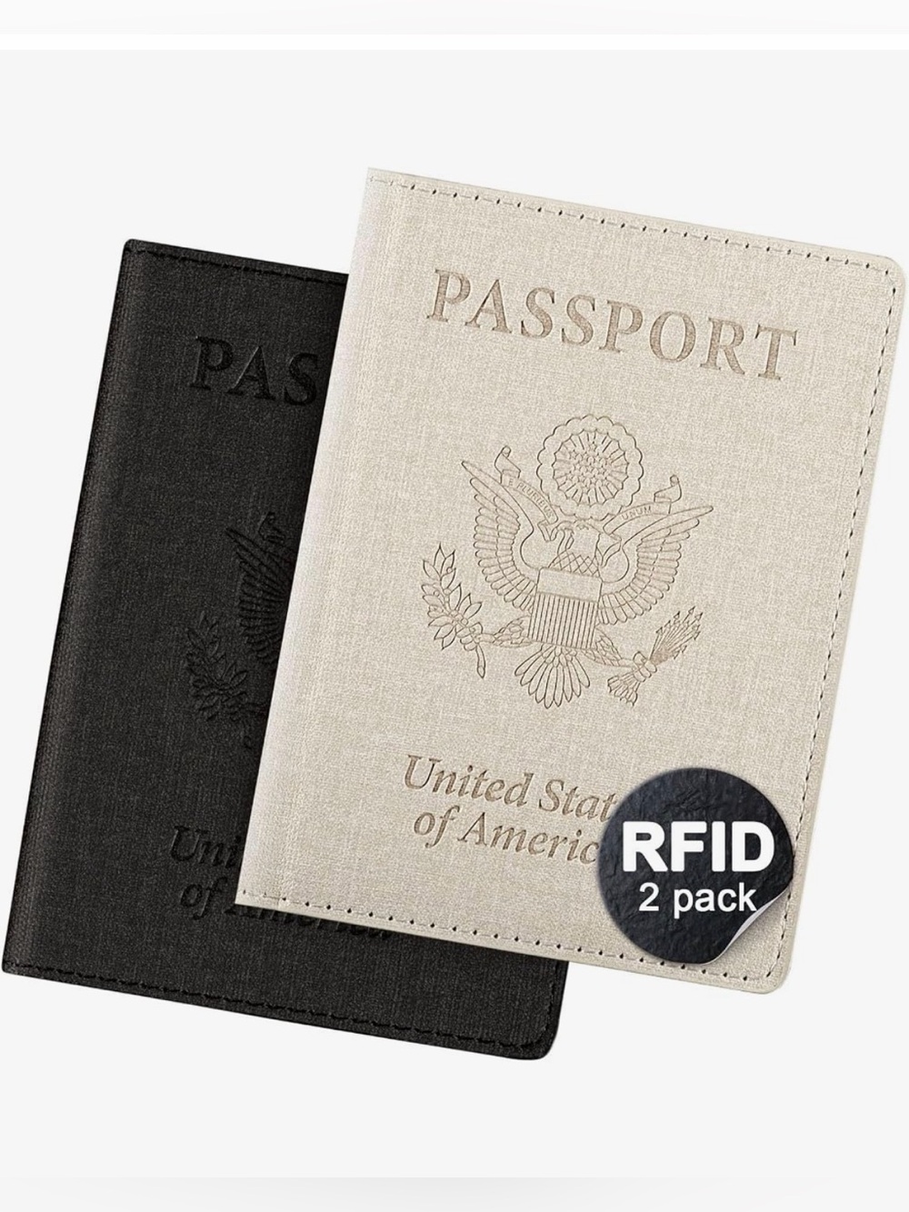 RFID Passport Holder Set of 2 - Black and Beige